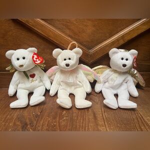 Ty Beanie Babies Angel Bear Set - White and Gold